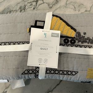 Pottery Barn Kids Ethan Construction Quilt Twin + Sham NWT